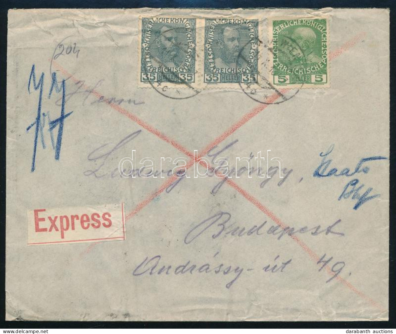 1916 Expressz Levél Budapestre / Express Cover To Hungary - Sonstige & Ohne Zuordnung