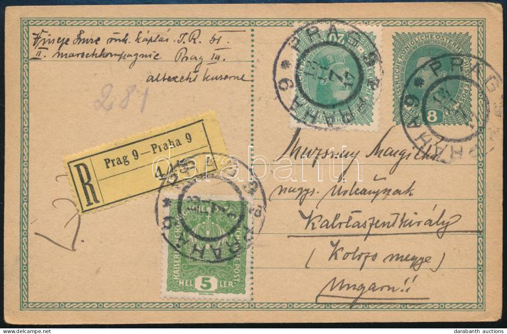 1916 Díjkiegészített Díjjegyes Ajánlott Levelezőlap / Registered PS-card With Additional Franking - Sonstige & Ohne Zuordnung