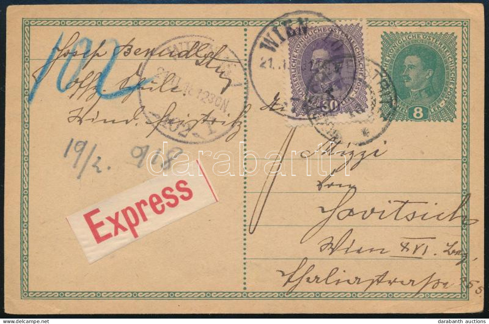 1918 Díjkiegészített Díjjegyes Expressz Levelezőlap / Express PS-card With Additional Franking - Other & Unclassified