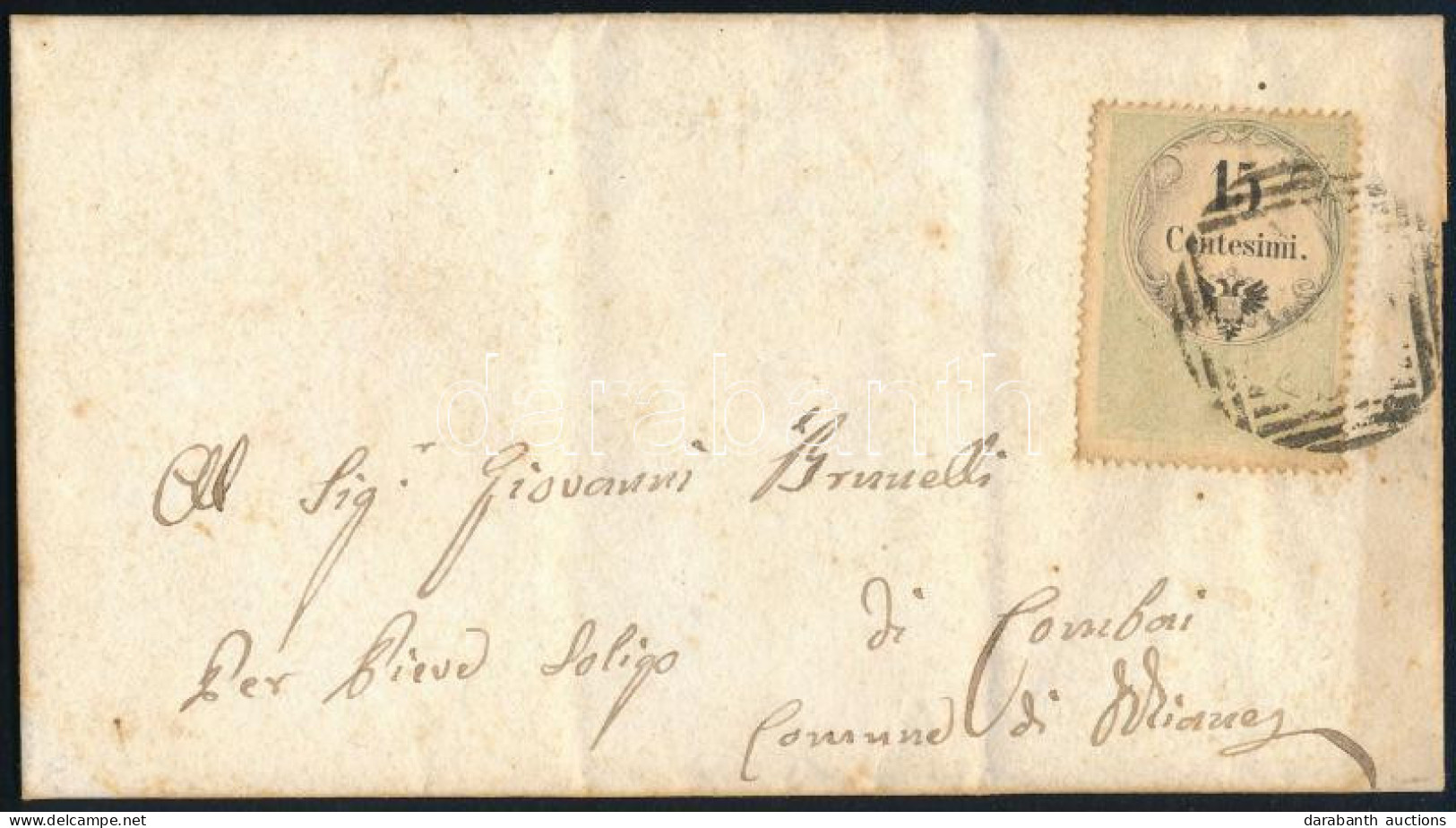 1856 15c Okmánybélyeg Postabélyegként Felhasználva Levélen / 15c Fiscal Stamp Used As Postal Stamp On Cover - Other & Unclassified