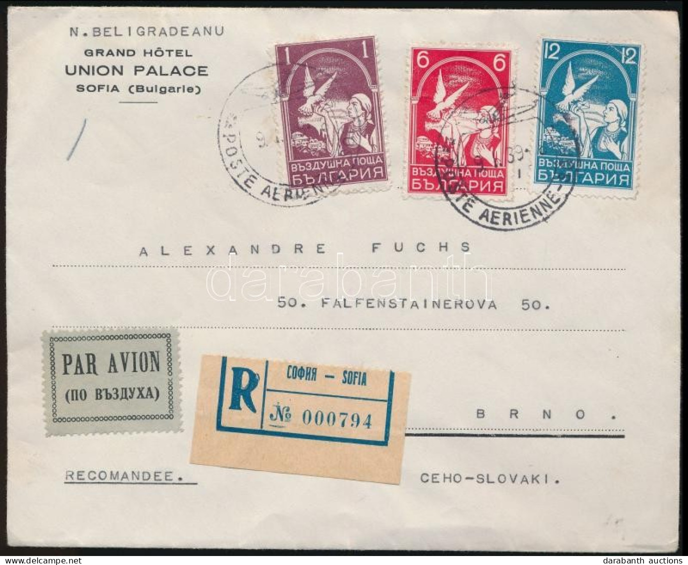 1939 Ajánlott Légi Levél Csehszlovákiába Küldve / Registered Airmail Cover To Czechoslovakia - Other & Unclassified