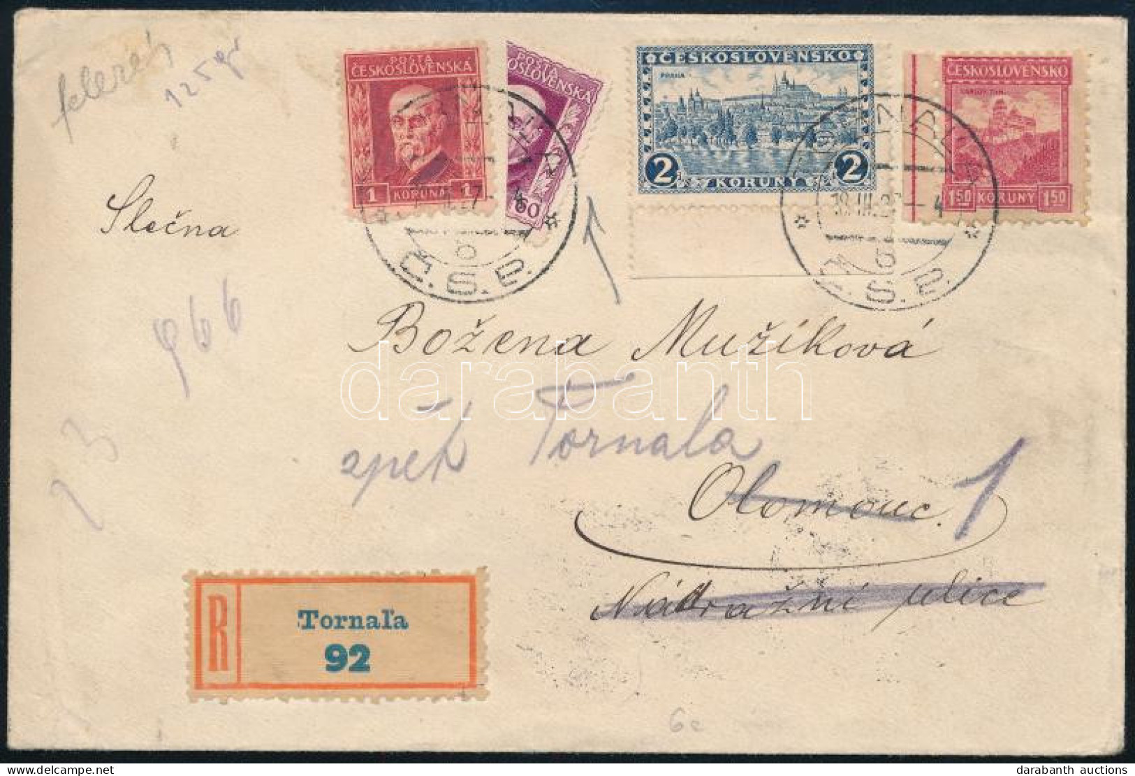 1927 Ajánlott Levél Felezett Bélyeggel, Visszaküldve / Registered Cover With Bisected Stamp, Returned - Andere & Zonder Classificatie