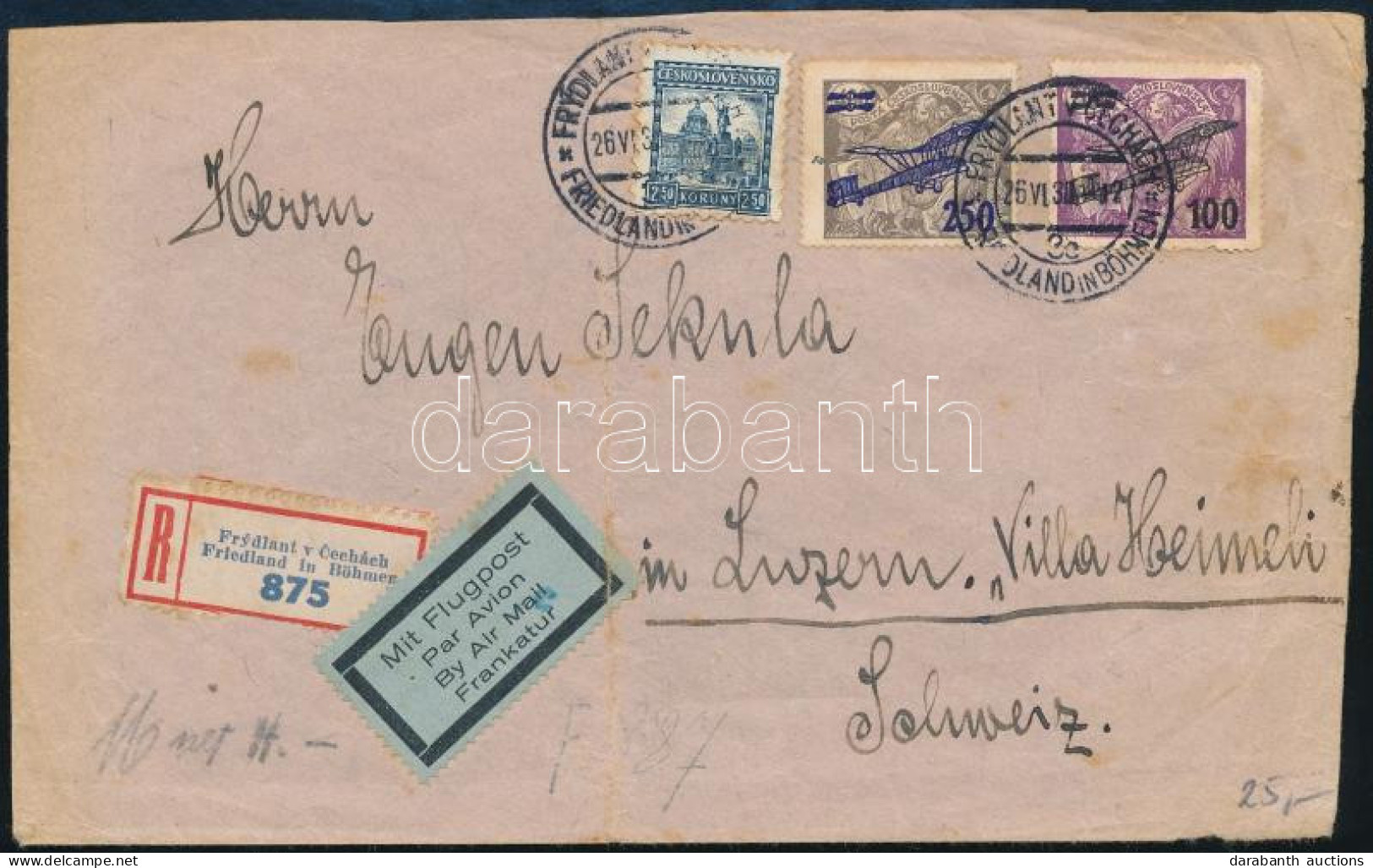 1930 Ajánlott Légi Levél Svájcba / Registered Airmail Cover To Switzerland - Autres & Non Classés