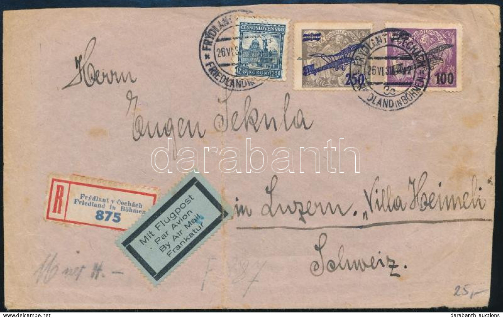 1930 Ajánlott Légi Levél Svájcba / Registered Airmail Cover To Switzerland - Other & Unclassified