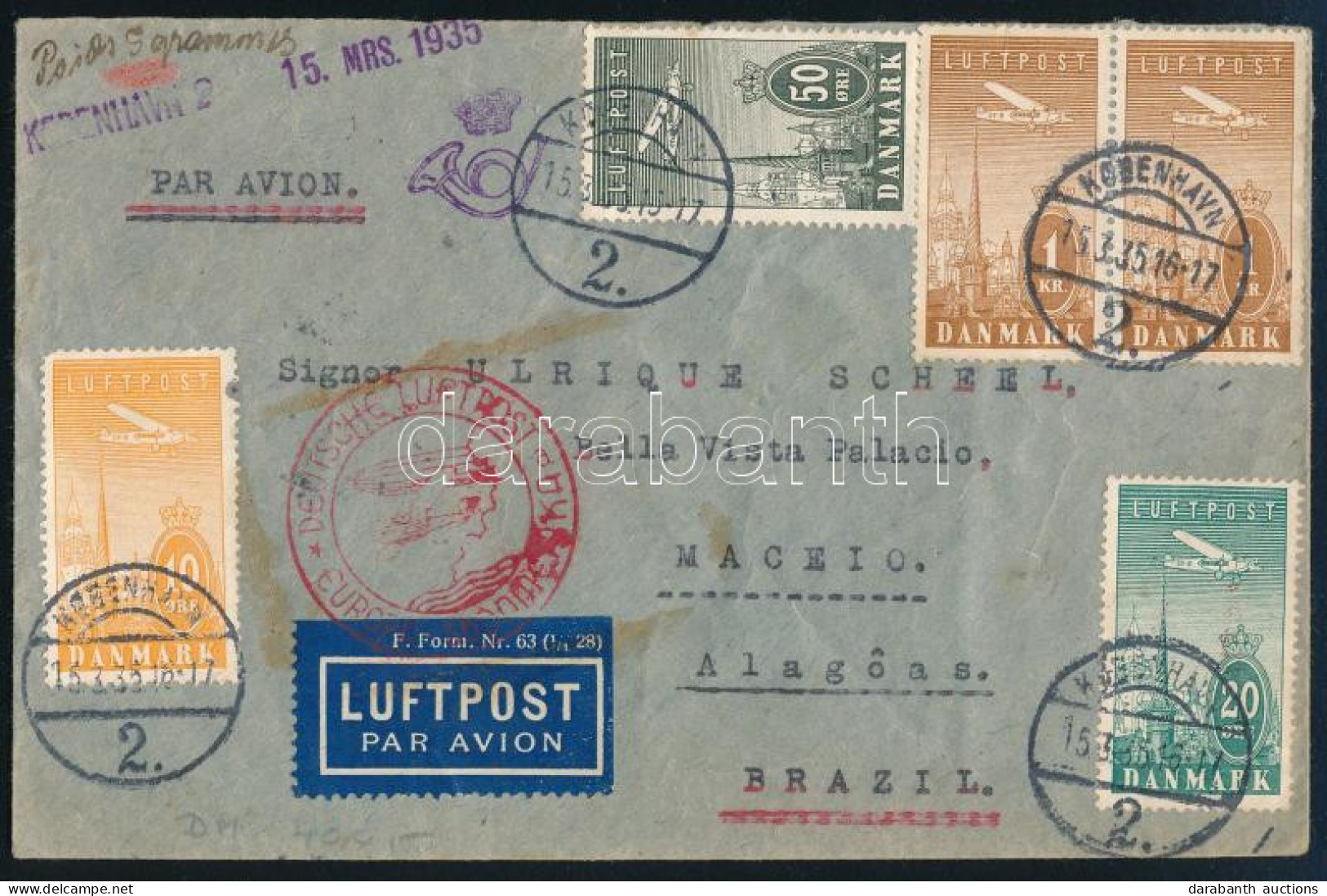 1935 Légi Levél Brazíliába / Airmail Cover To Brasil - Autres & Non Classés