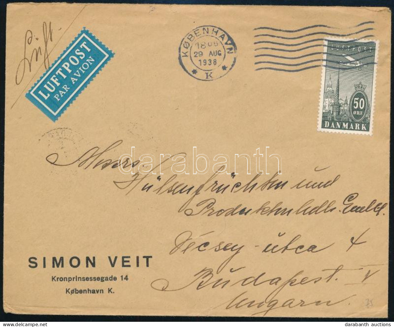 1938 Légi Levél / Airmail Cover - Andere & Zonder Classificatie