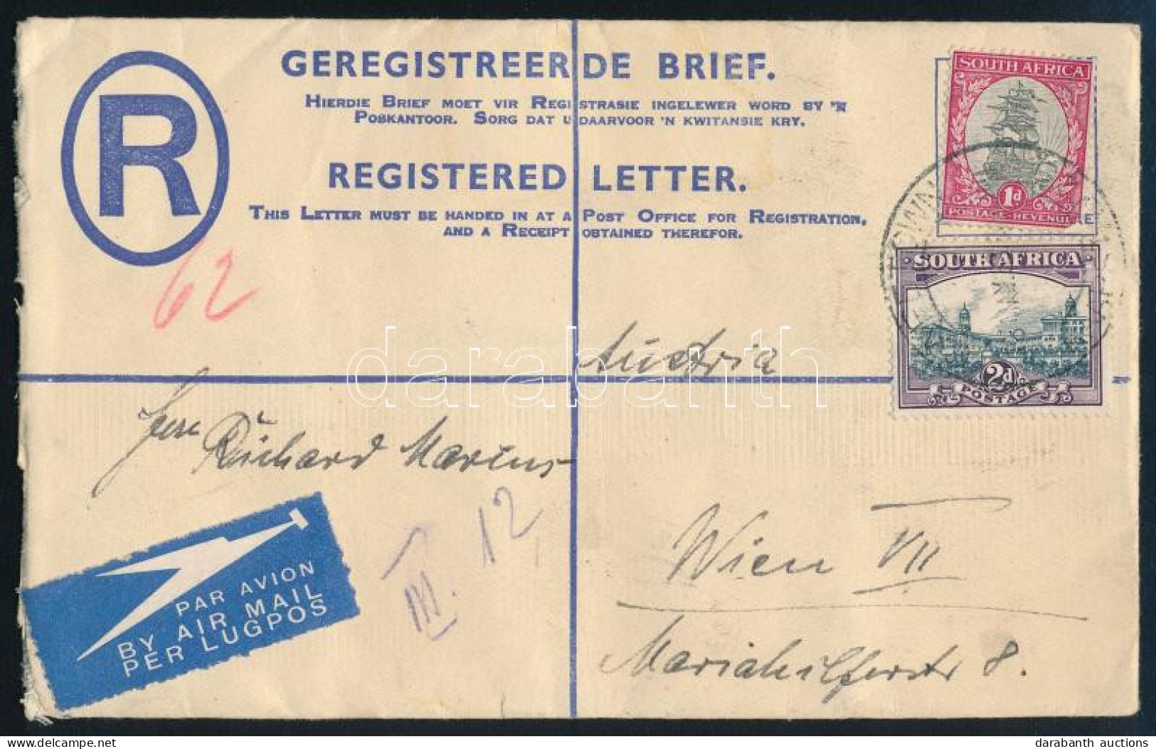 1936 Ajánlott Légi Levél 5 Db Bélyeggel Bécsbe / Registered Airmail Cover With 5 Stamps To Vienna - Autres & Non Classés