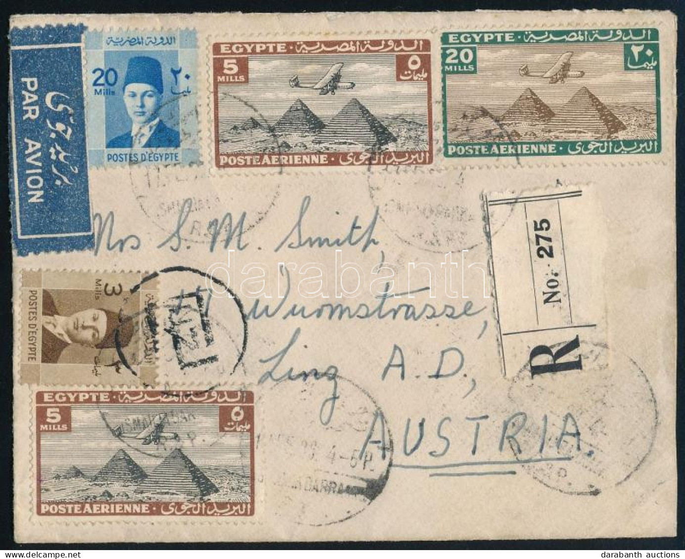 1938 Légi Ajánlott Levél Ausztriába / Airmail Registered Cover To Austria - Autres & Non Classés