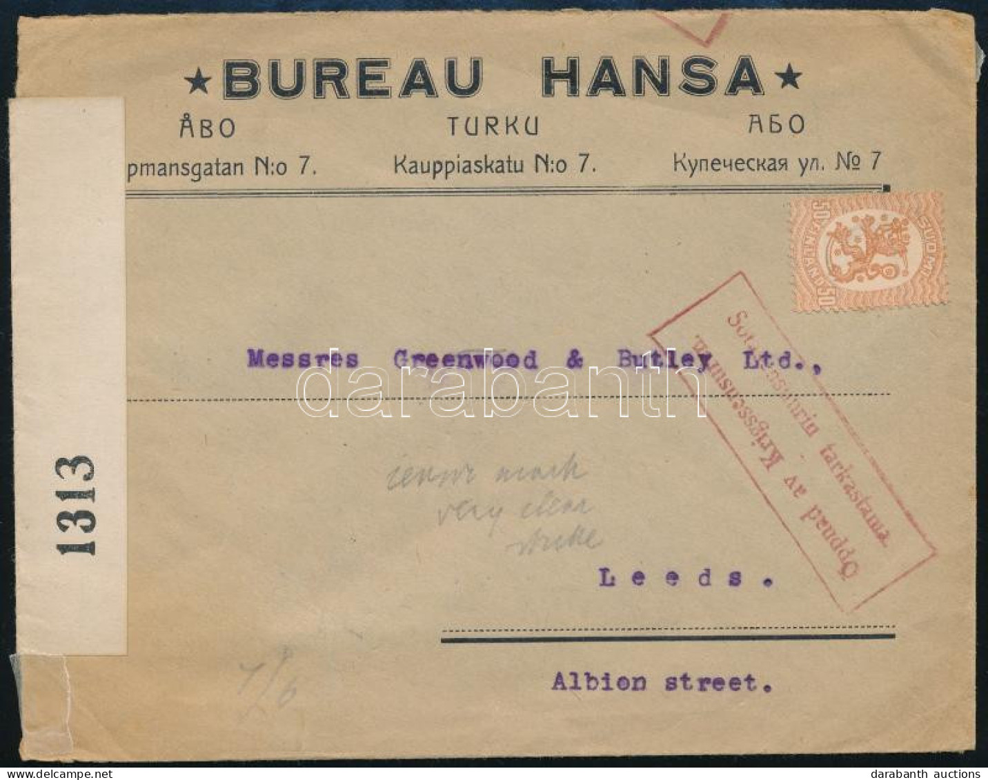 ~1920 Cenzúrázott Levél, A Bélyeg Nincsen Lebélyegezve / Censored Cover - Other & Unclassified