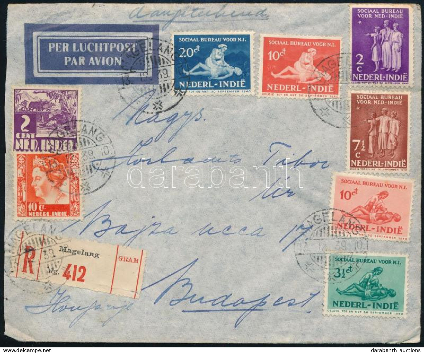 1939 Légi Ajánlott Levél 8 Db Bélyeggel / Airmail Registered Cover - Other & Unclassified