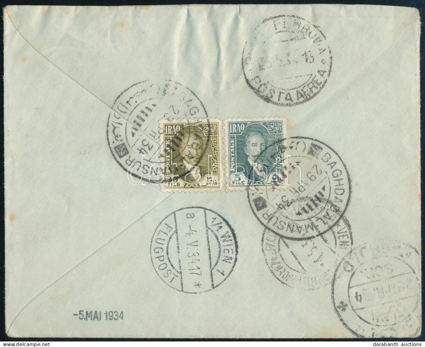 1934 Légi Levél 2 Bélyeggel Ausztriába / Airmail Cover With 2 Stamps To Austria "BAGHDAD AL-MANSUR" - Other & Unclassified