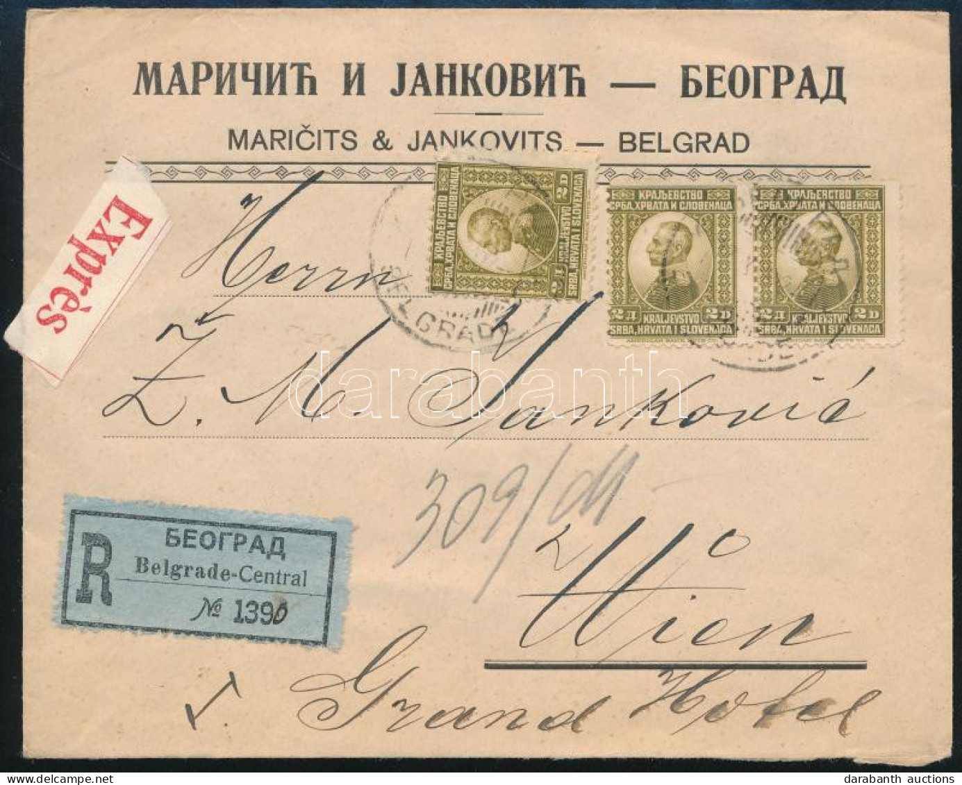 1922 Ajánlott Expressz Levél Bécsbe 5 Db Bélyeggel / Registered Express Cover To Vienna With 5 Stamps - Other & Unclassified