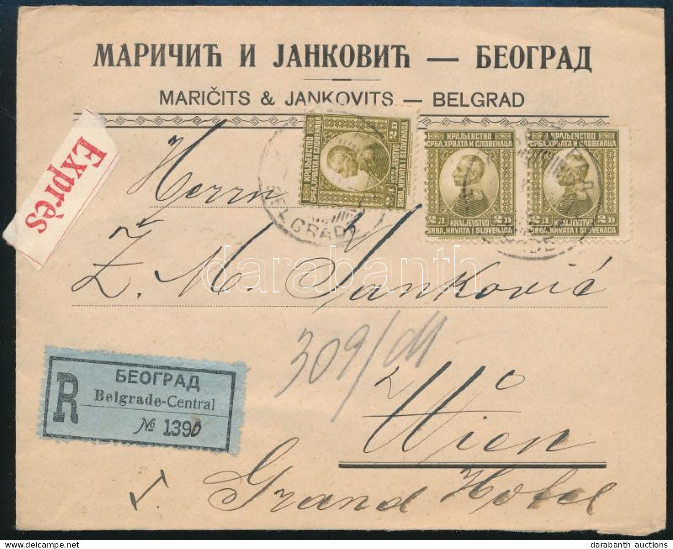 1922 Ajánlott Expressz Levél Bécsbe 5 Db Bélyeggel / Registered Express Cover To Vienna With 5 Stamps - Sonstige & Ohne Zuordnung