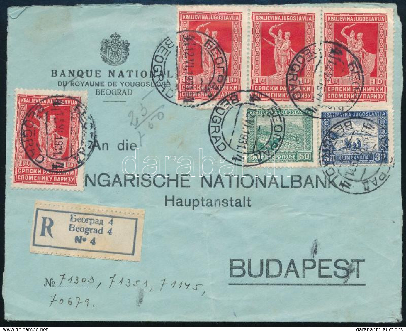 1931 Ajánlott Levél 6 Db Bélyeggel Budapestre / Registered Cover To Hungary - Autres & Non Classés