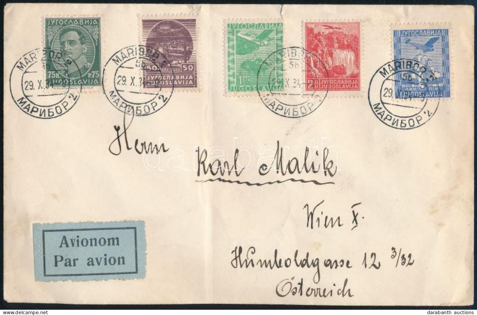 1934 Légi Levél Bécsbe / Airmail Cover To Vienna "MARIBOR" - Other & Unclassified