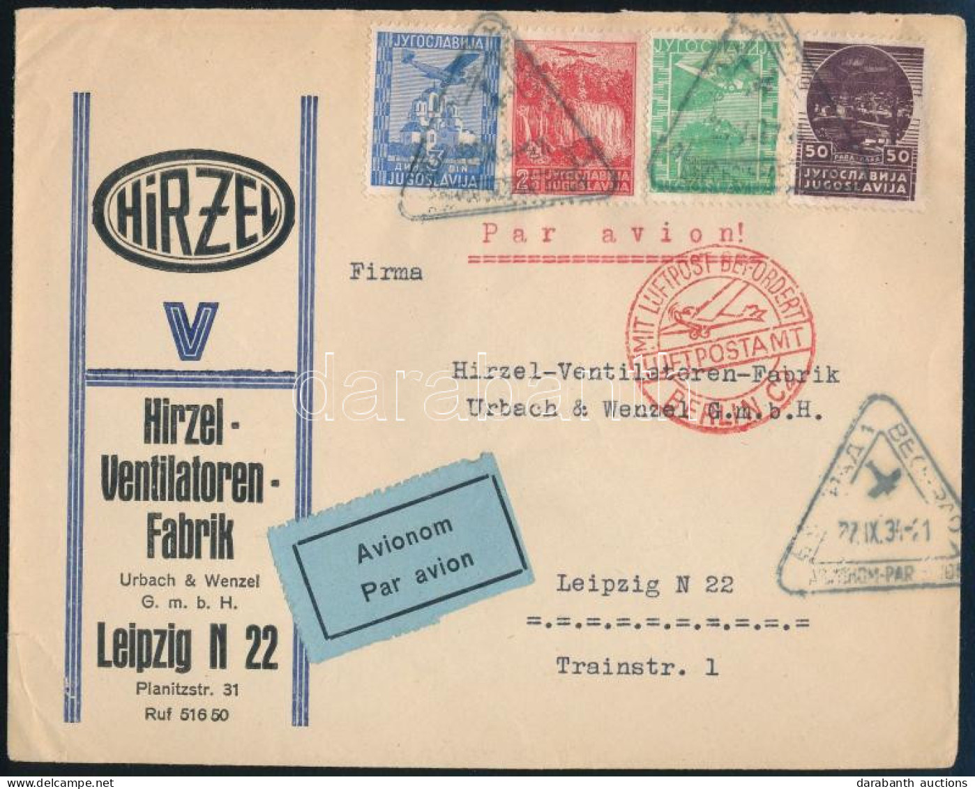 1934 Légi Levél Leipzigbe Klf Bélyegzésekkel / Airmail Cover To Leipzig - Other & Unclassified