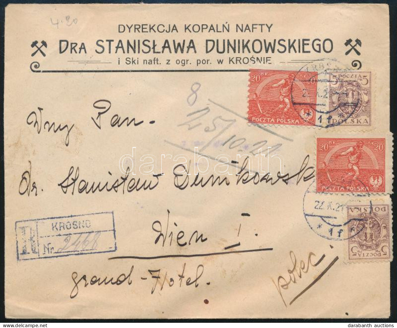 1921 Ajánlott Levél 4 Db Bélyeggel Bécsbe Küldve / Registered Cover With 4 Stamps To Vienna - Other & Unclassified