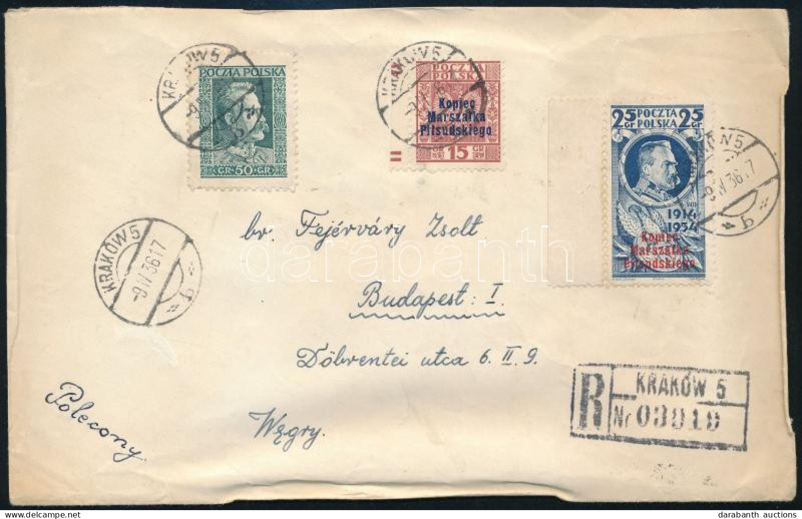 1936 Ajánlott Levél Budapestre Krakkóból / Registered Cover To Budapest "KRAKOW" - Other & Unclassified