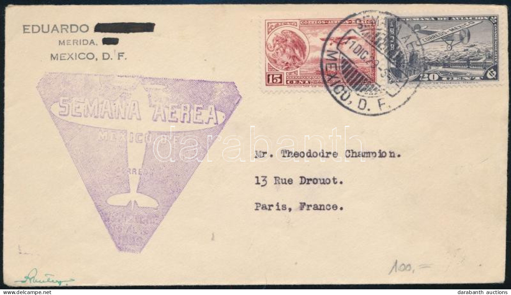 1929 Légi Levél Párizsba / Airmail Cover To Paris - Otros & Sin Clasificación