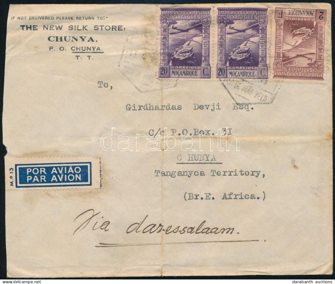 1939 Légi Levél Afrikába / Airmail Cover To Africa - Autres & Non Classés