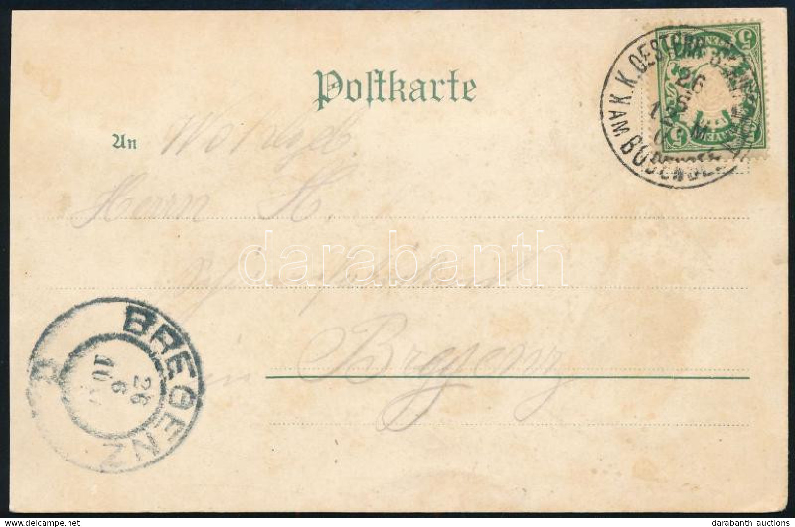 ~1905 Hajóposta Képeslap / Postcard "K.K. OESTERR SCHIFFPOST AM BODENSEE" - "BREGENZ" - Other & Unclassified