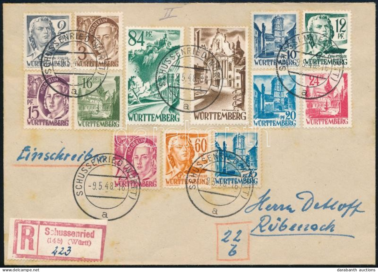 1948 Ajánlott Levél 13 Db Bélyeggel / Registered Cover With 13 Stamps - Other & Unclassified