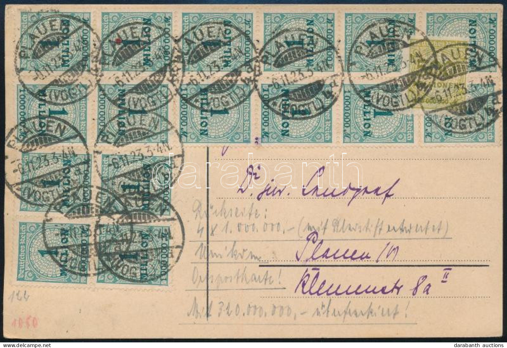 1923 Levelezőlap 17 Db Bélyeggel + 4 érvénytelennel / Postcard With 17 Stamps + 4 Invalid - Sonstige & Ohne Zuordnung