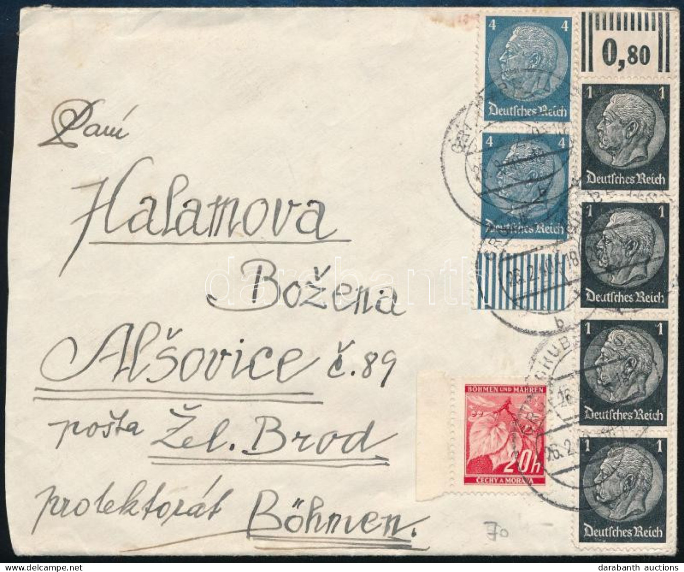 Böhmen Und Mähren 1940 Levél 7 Bélyeggel / Cover With 7 Stamps - Other & Unclassified