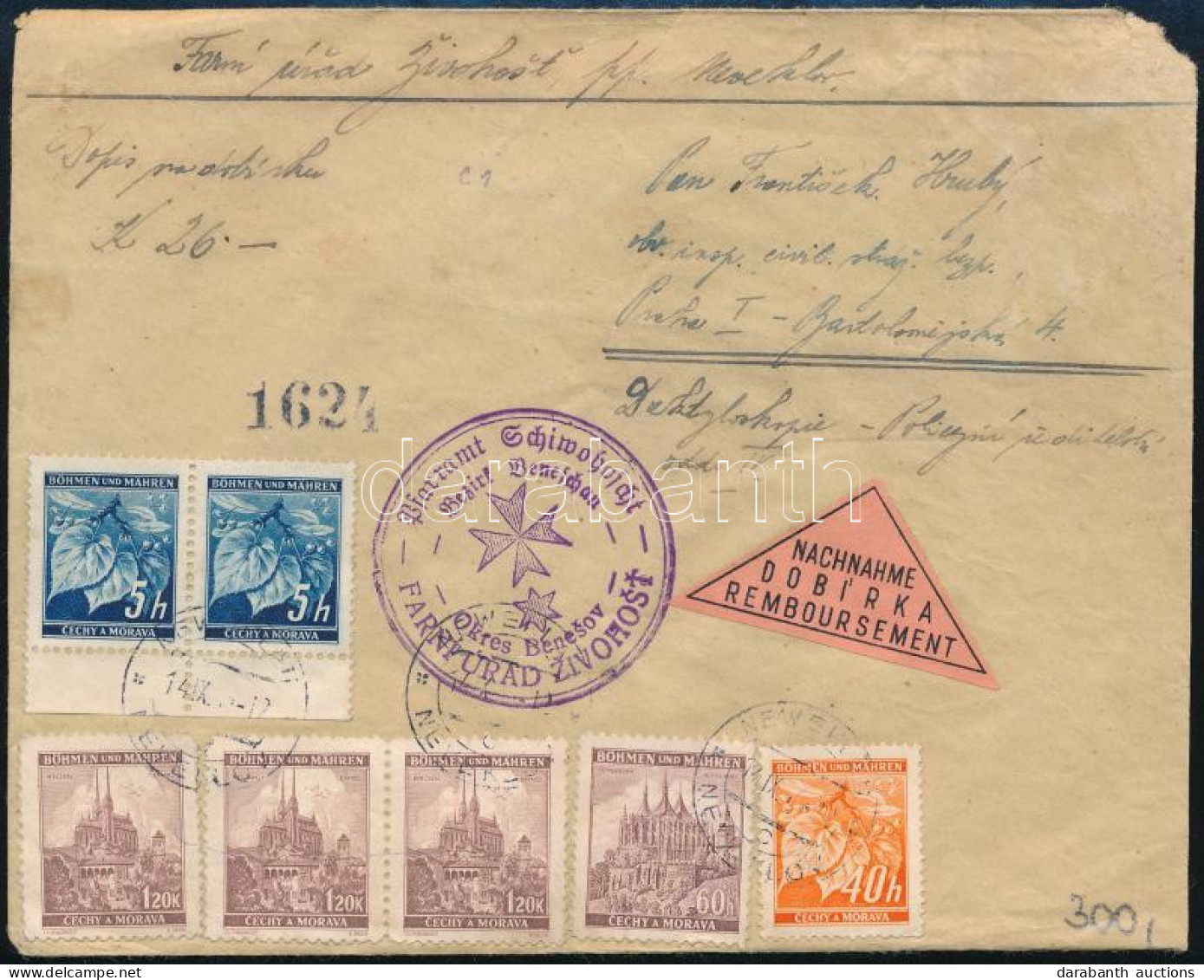 Böhmen Und Mähren ~1942 Utánvételes Levél 7 Bélyeggel / C.O.D. Cover With 7 Stamps - Autres & Non Classés