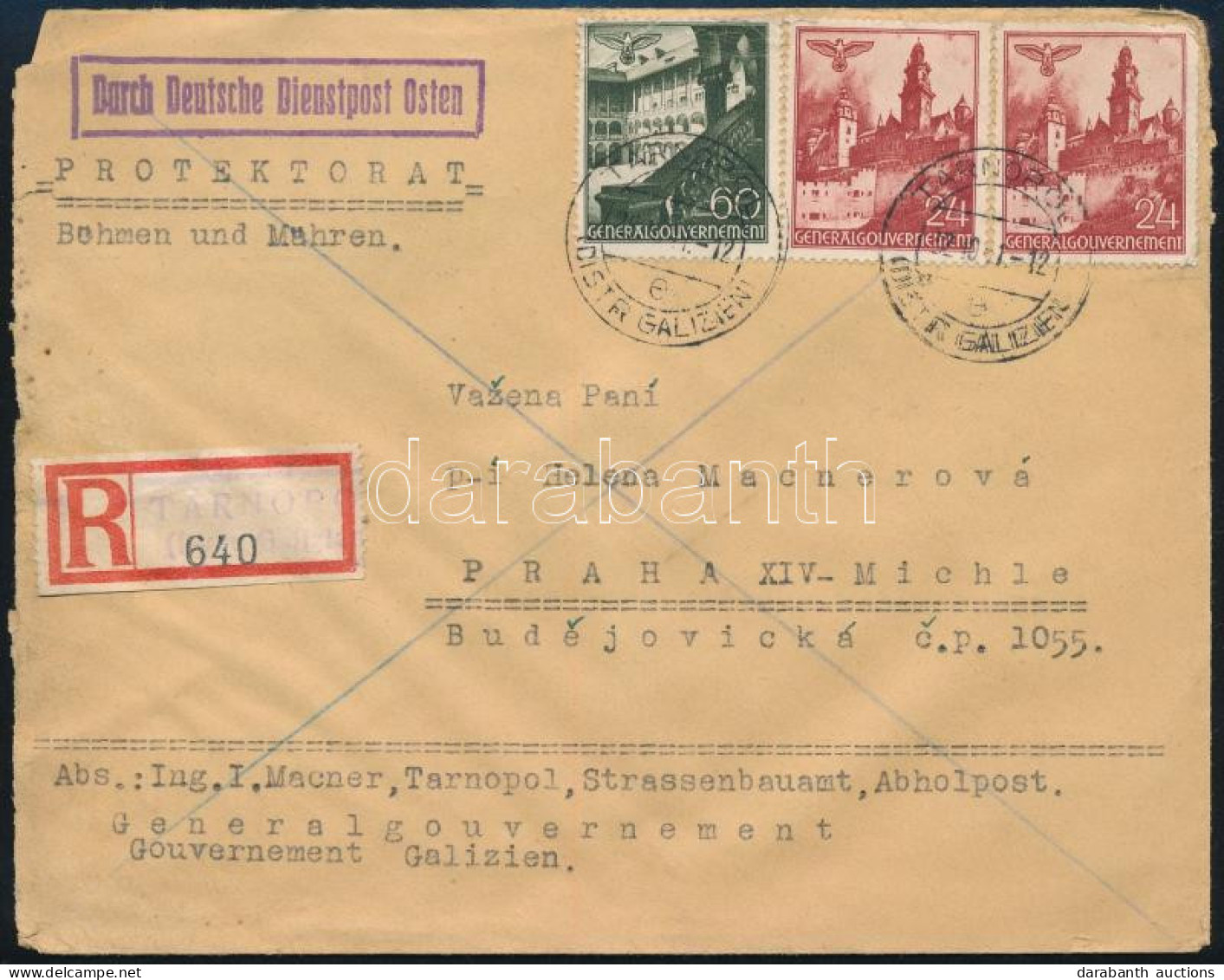 Generalgouvernement 1941 Ajánlott Levél Prágába / Registered Cover To Praha - Sonstige & Ohne Zuordnung