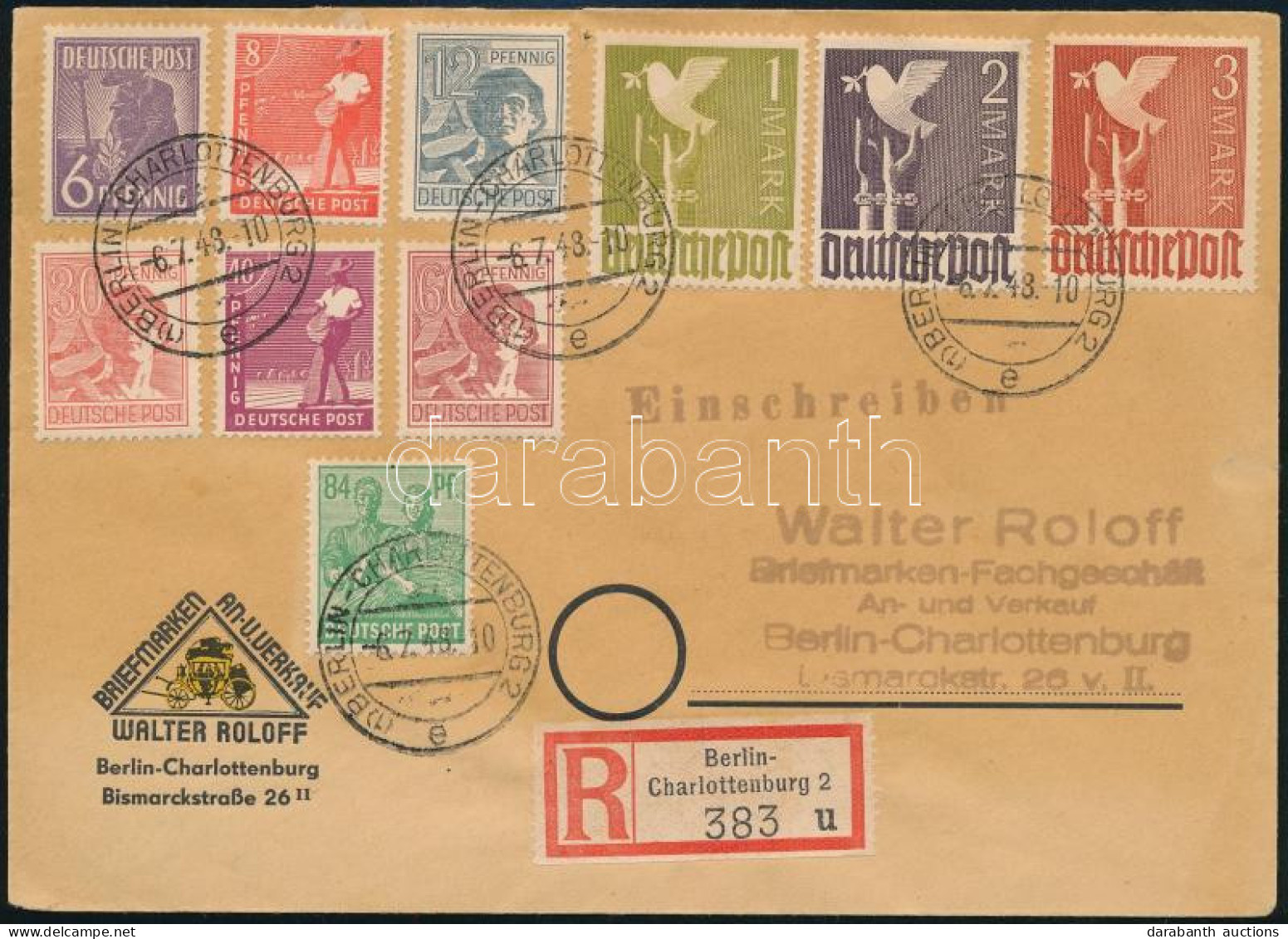 1948 Ajánlott Berlin Helyi Levél 10 Db Bélyeggel / Registered Local Berlin Cover With 10 Stamps - Sonstige & Ohne Zuordnung