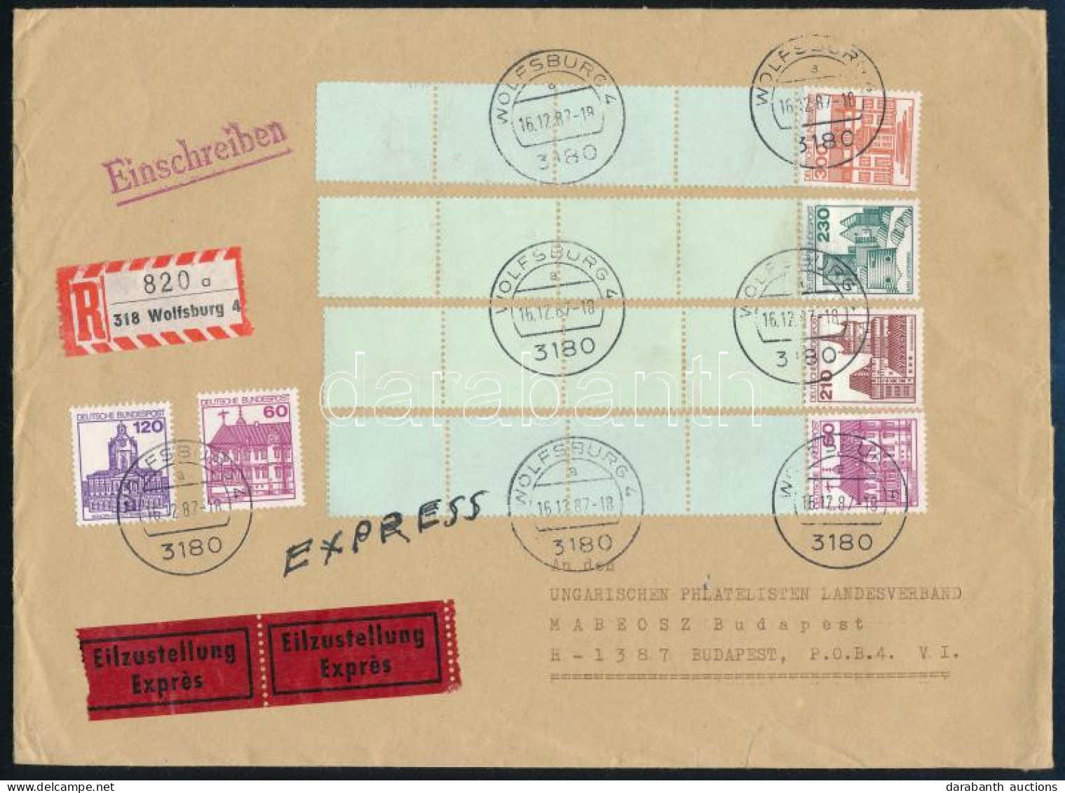 1987 Ajánlott Expressz Levél üres Mezős Automata Bélyegekkel / Registered Express Cover With Autamata Stamps With Blank  - Autres & Non Classés
