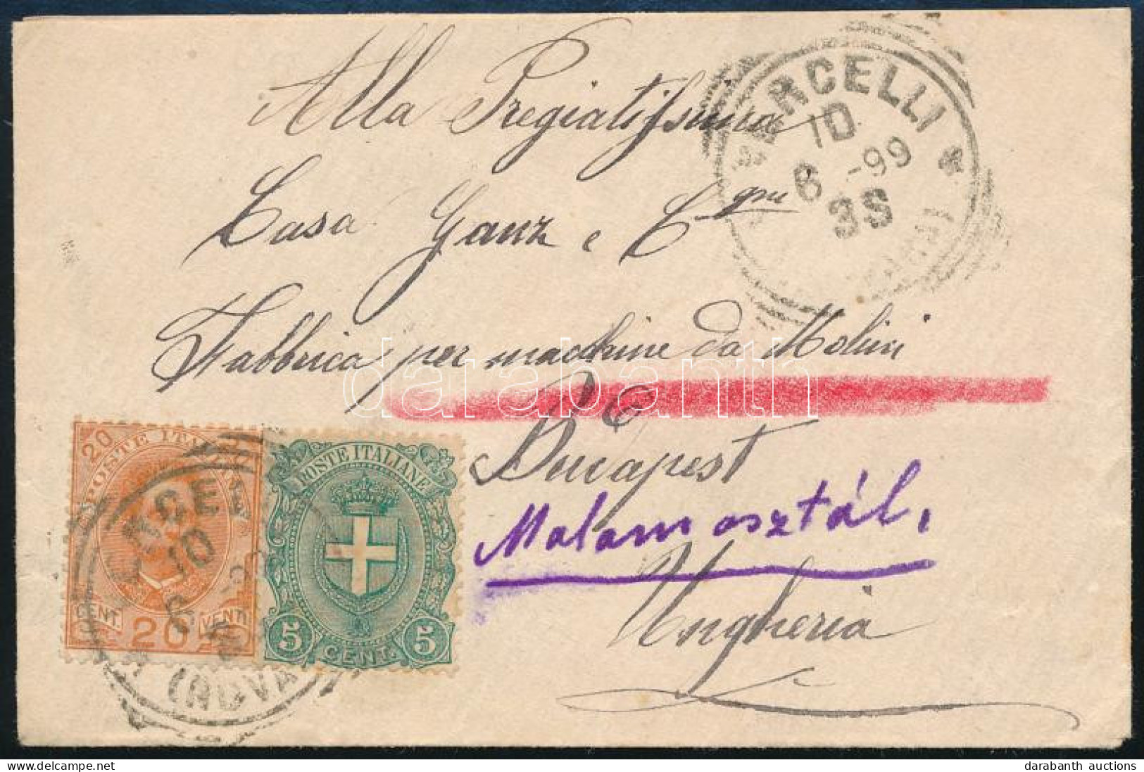 1899 Levél Budapestre / Cover To Budapest "VERCELLI" - Other & Unclassified