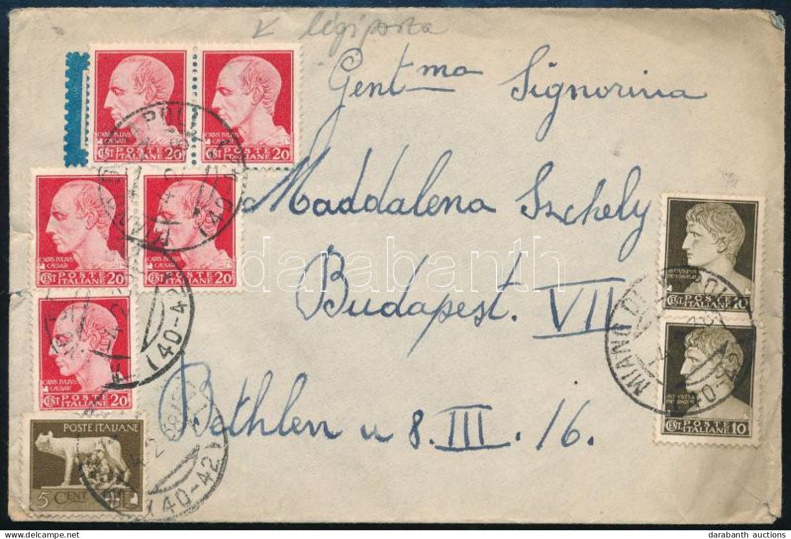 1938 Légi Levél 8 Db Bélyeggel Budapestre / Airmail Cover To Budapest - Other & Unclassified