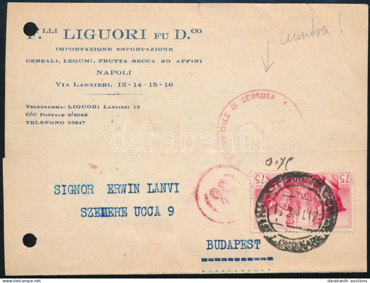 1941 Cenzúrázott Levelezőlap Budapestre / Censored Postcard - Autres & Non Classés