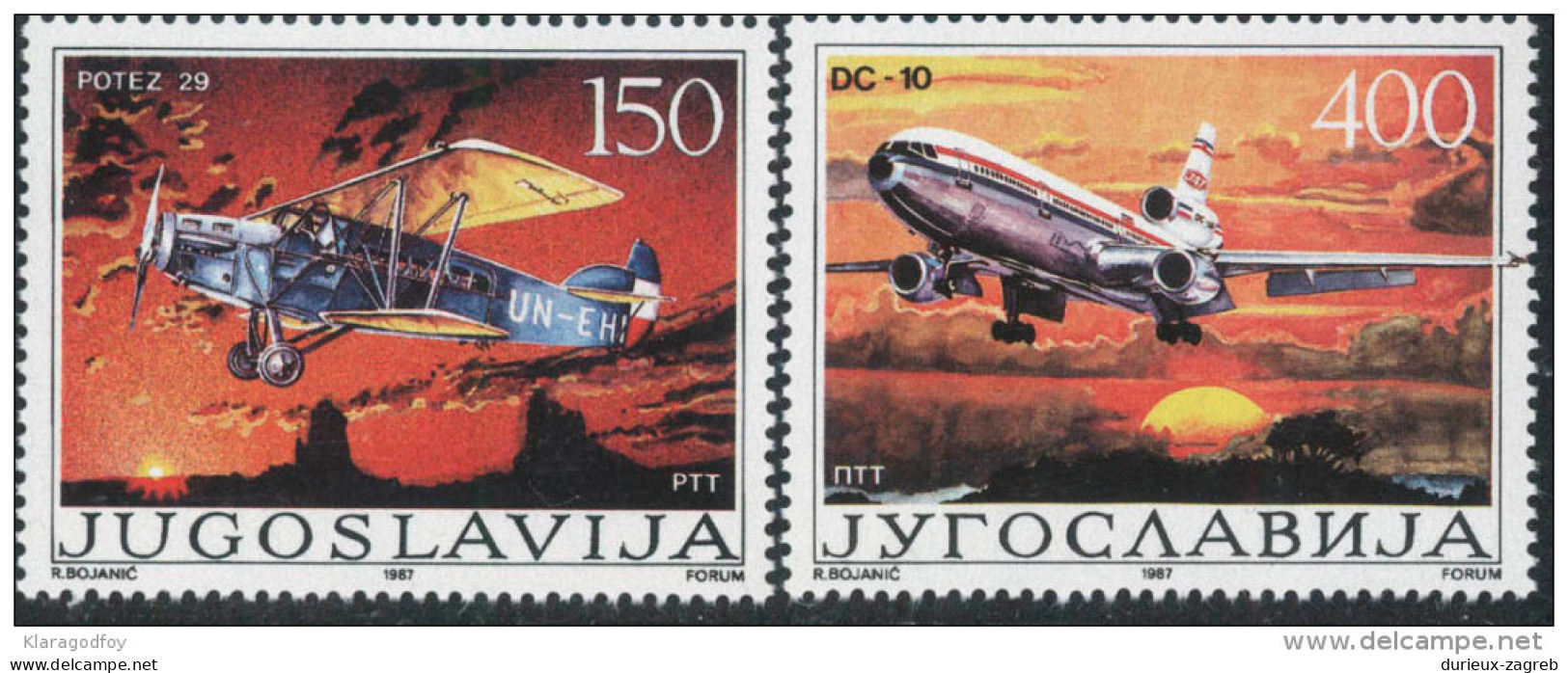 Yugoslavia 1987 Civil Aviation In Yugoslavia MiNr 2213-2214 MNH - Ungebraucht