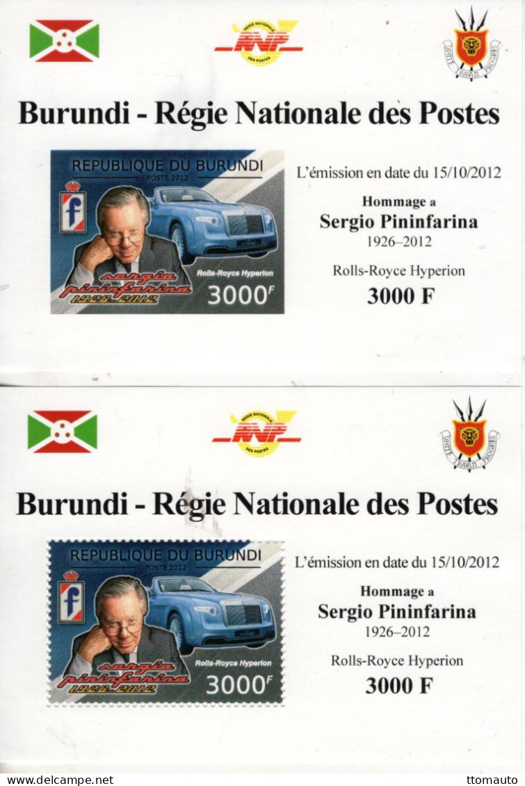 Burundi 2012 - Sergio Pininfarina - Rolls-Royce Hyperion - Perf/Imperf 2 X 1v Sheets Neuf/Mint/MNH - Cars