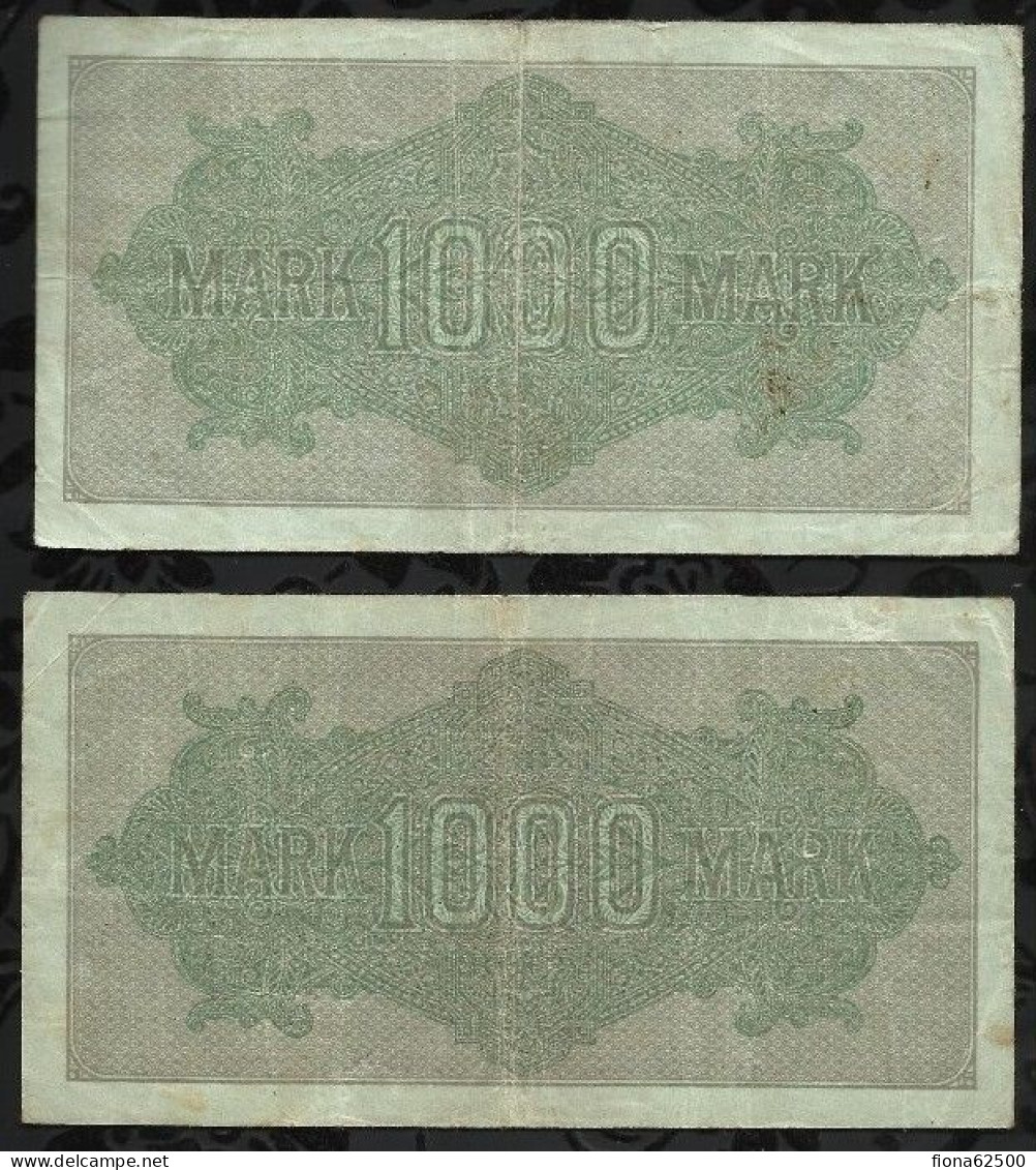 ALLEMAGNE . LOT DE 2 BILLETS DE 1.000 MARK . 1922 . - 1.000 Mark