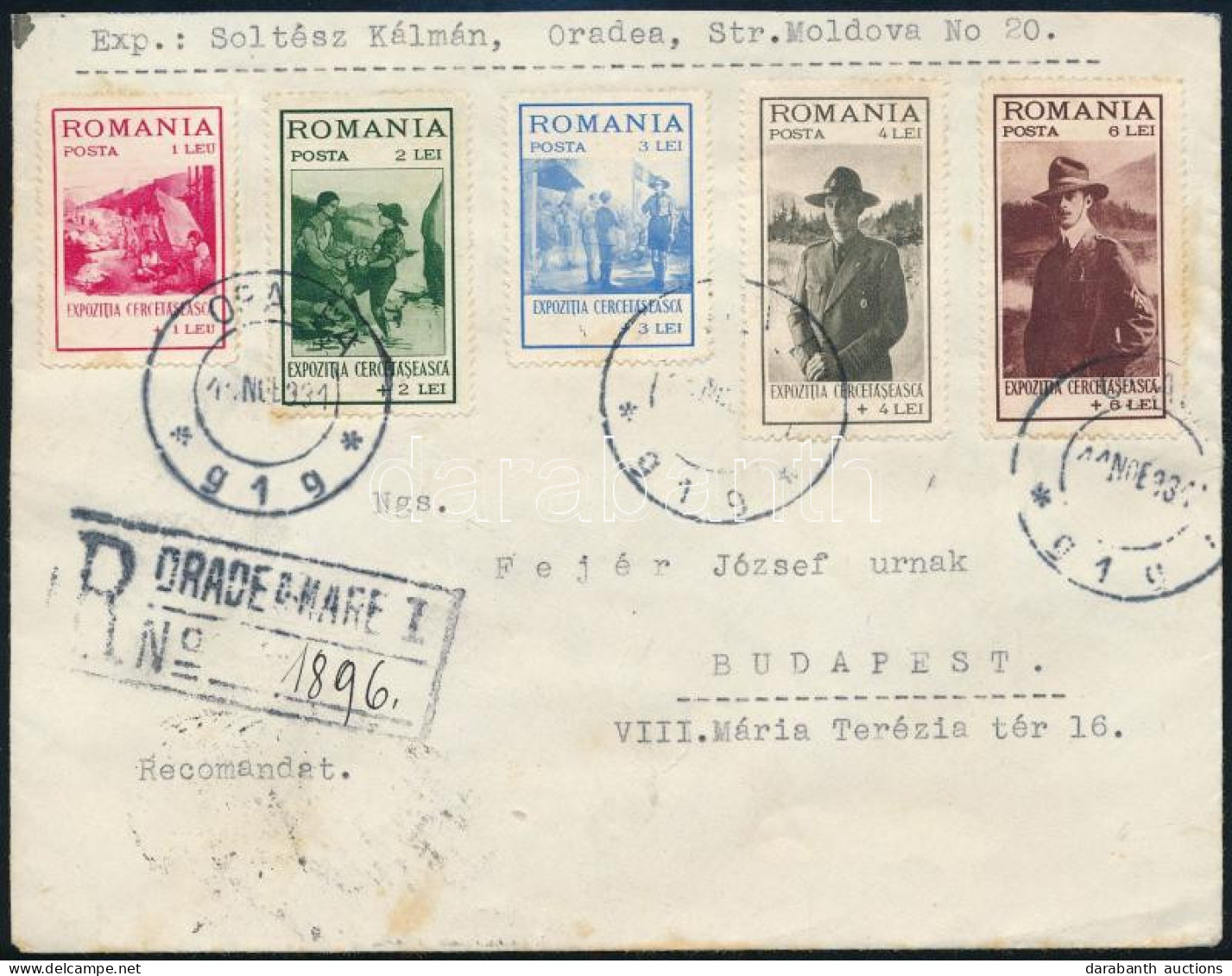 1931 Ajánlott Levél 15 Db Bélyeggel, Közte összefüggések / Registered Cover With 15 Stamps - Altri & Non Classificati