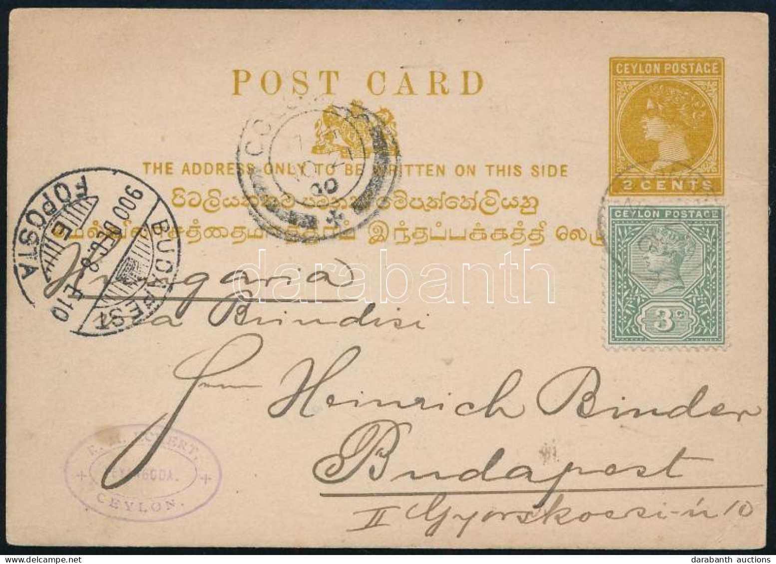 1900 Díjkiegészített Díjjegyes Levelezőlap / PS-card With Additional Franking - Other & Unclassified