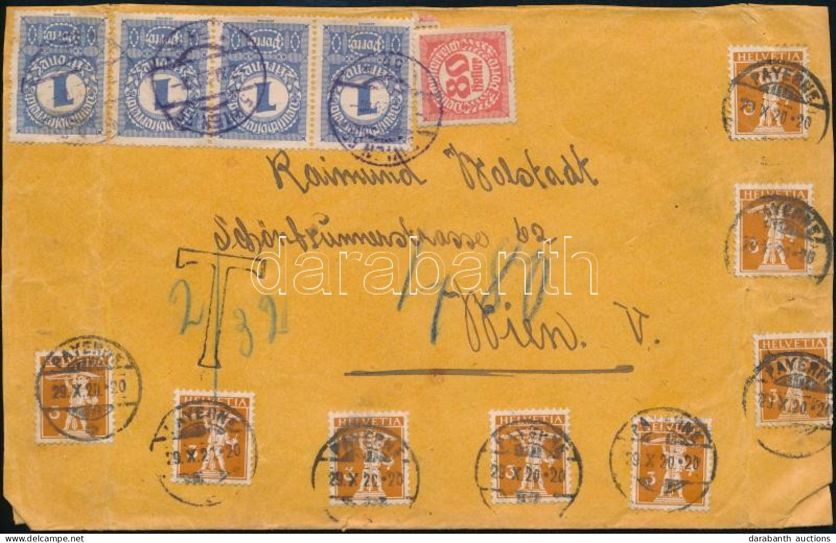 1920 8 Bélyeges Levél Bécsbe, Ott Megportózva / Cover To Vienna, With Postage Due - Other & Unclassified