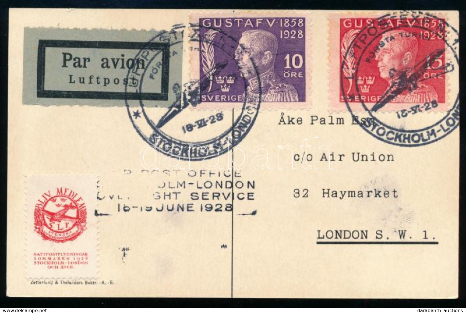 1928 Légi Levelezőlap Londonba / Airmail Postcard To London - Altri & Non Classificati