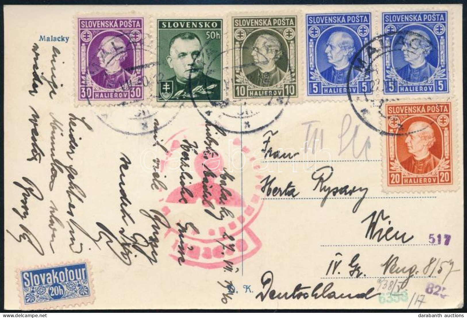 1940 Cenzúrázott Képeslap 6 Db Bélyeggel Bécsbe / Censored Postcard To Vienna - Other & Unclassified