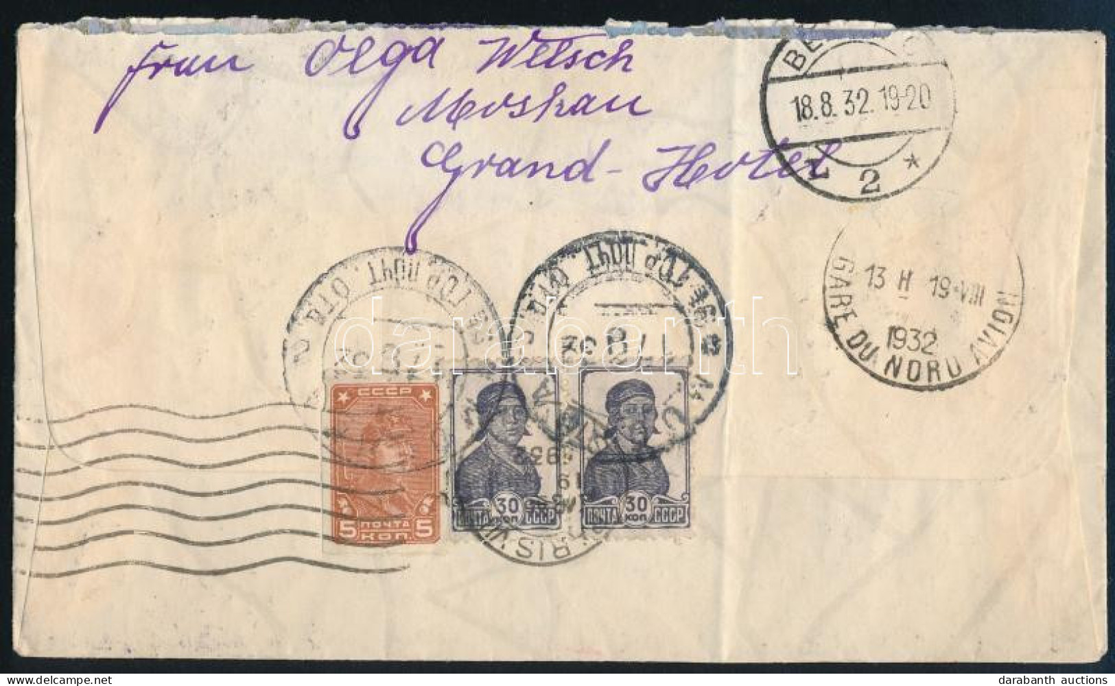1932 Légi Levél 3 Bélyeges Bérmentesítéssel Berlinen Keresztül Párizsba / Airmail Cover Vie Berlin To Paris - Other & Unclassified