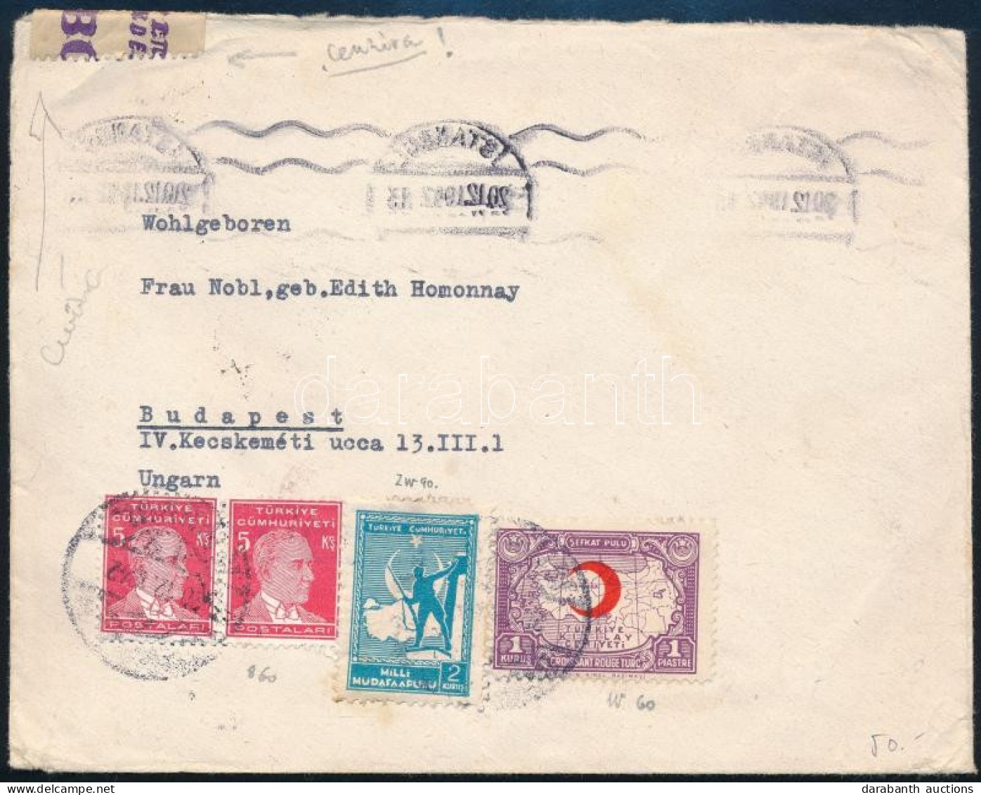 1942 Cenzúrázott Levél / Censored Cover - Other & Unclassified