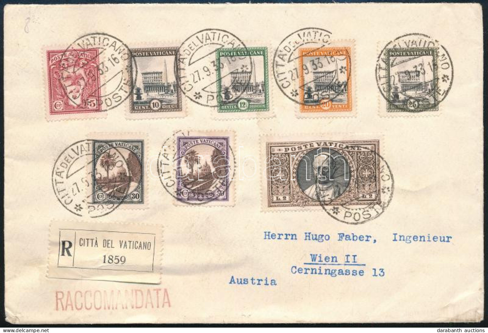1933 Ajánlott Levél Bécsbe / Registered Cover With 8 Stamps To Vienna - Other & Unclassified