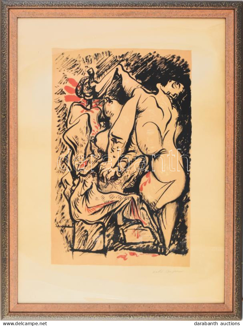 André Masson (1896-1987): Erotikus Grafika (cím Nélkül). Litográfia, Papír. Jelezve Jobbra Lent. Üvegezett Fakeretben, 4 - Autres & Non Classés