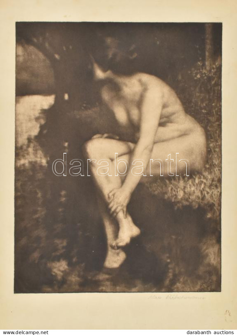 Max Pietschmann (1865-1952). The Bather / Fürdőző Akt. Mezzotinto, Papír. Jelzett 24x18 Cm - Autres & Non Classés