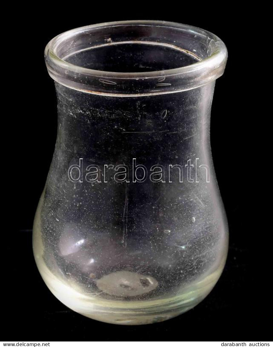 Köpölyöző üveg. Cca 1800, Parád, Színtelen Hutaüveg, Hibátlan, M: 8 Cm - Glas & Kristall