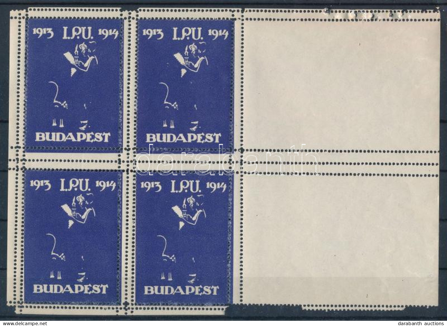 1914 IPU Levélzáró Négyestömb Nagy ívszéllel / Label Block Of 4 With Large Margin - Ohne Zuordnung